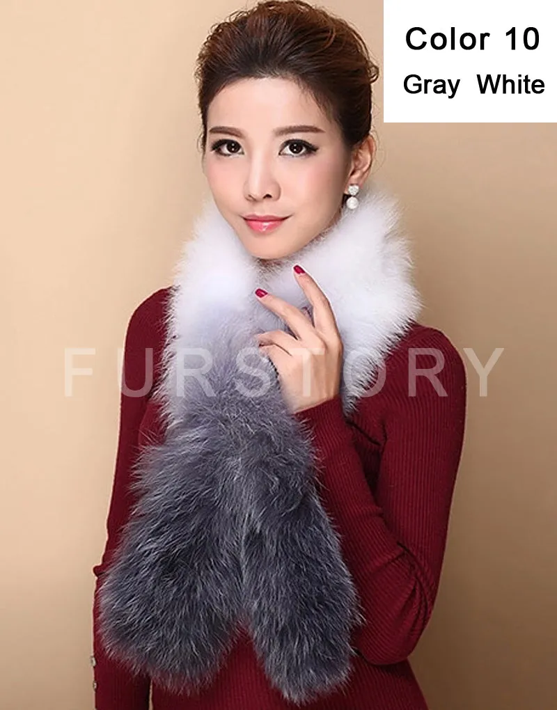 Silver Fox Fur or Fox Fur Scarf Wrap Cape Shawl Neck Warmer 3 Colors NEW FS050204