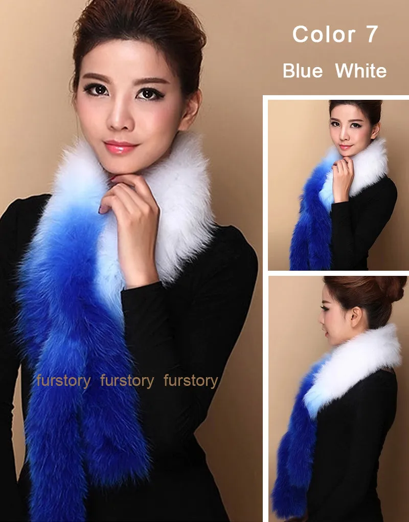 Silver Fox Fur or Fox Fur Scarf Wrap Cape Shawl Neck Warmer 3 Colors NEW FS050204