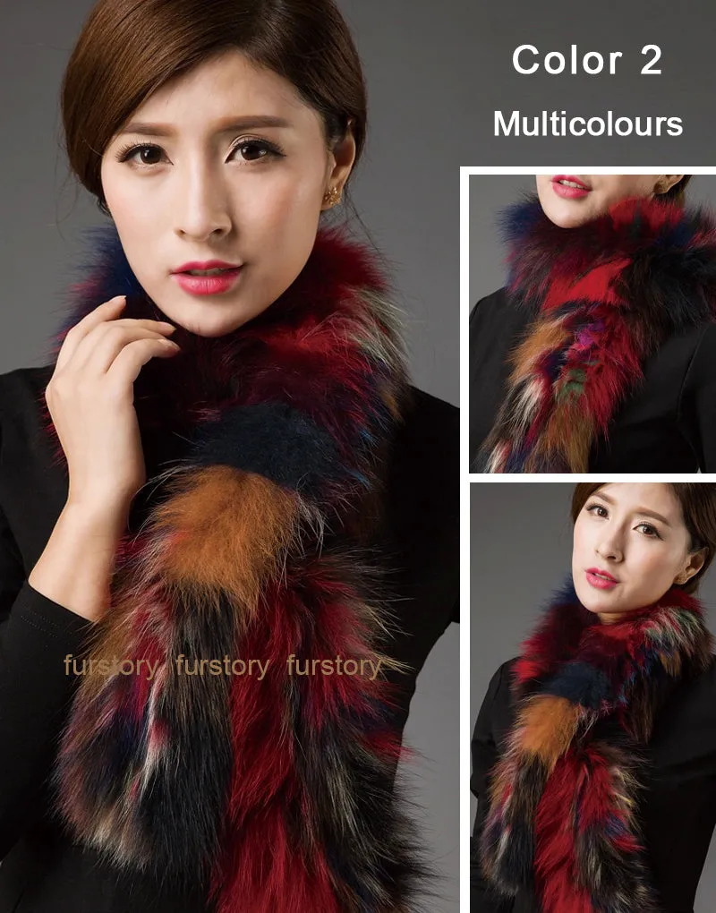 Silver Fox Fur or Fox Fur Scarf Wrap Cape Shawl Neck Warmer 3 Colors NEW FS050204