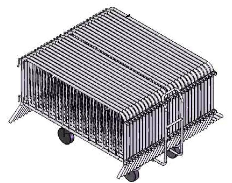 *SUPER BUY* Pack of (30) Heavy Duty Angry Bull Interlocking Steel Barricades, 8.5 Ft., with (1) Storage Pushcart