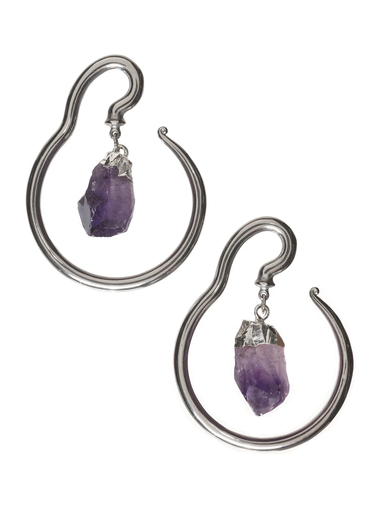 Thin Hook with Amethyst Dangle Steel Hangers