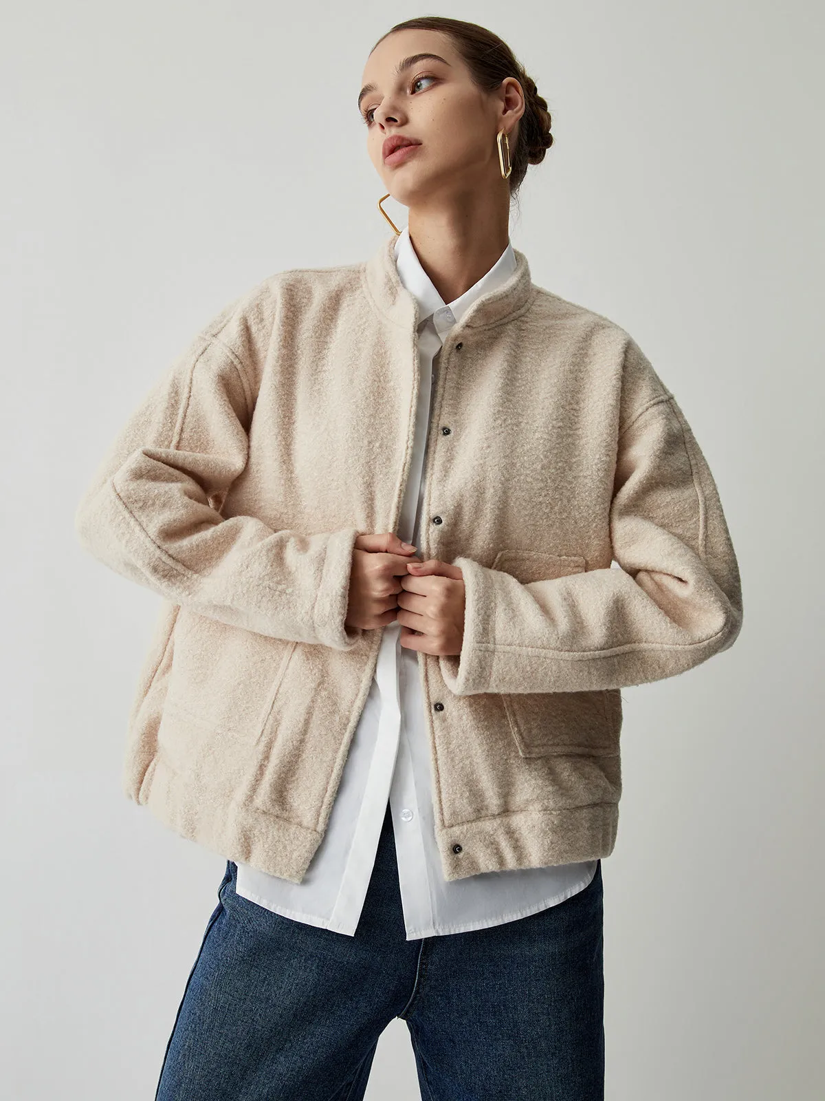 Toleet-Winter and Autumn Outfits Christmas/Thanksgiving_Button Down Double Trendy Pockets Bomber Jacket