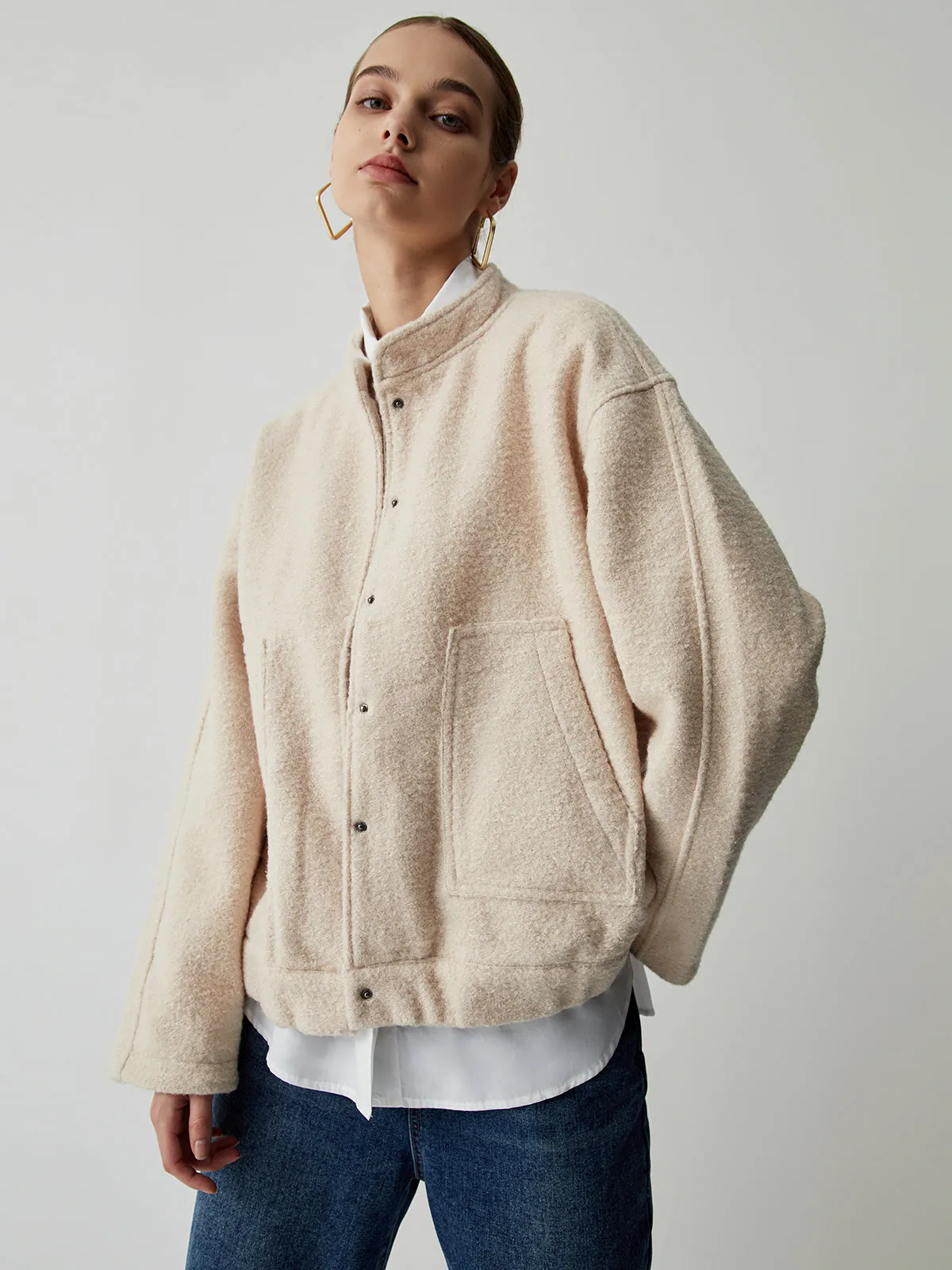 Toleet-Winter and Autumn Outfits Christmas/Thanksgiving_Button Down Double Trendy Pockets Bomber Jacket