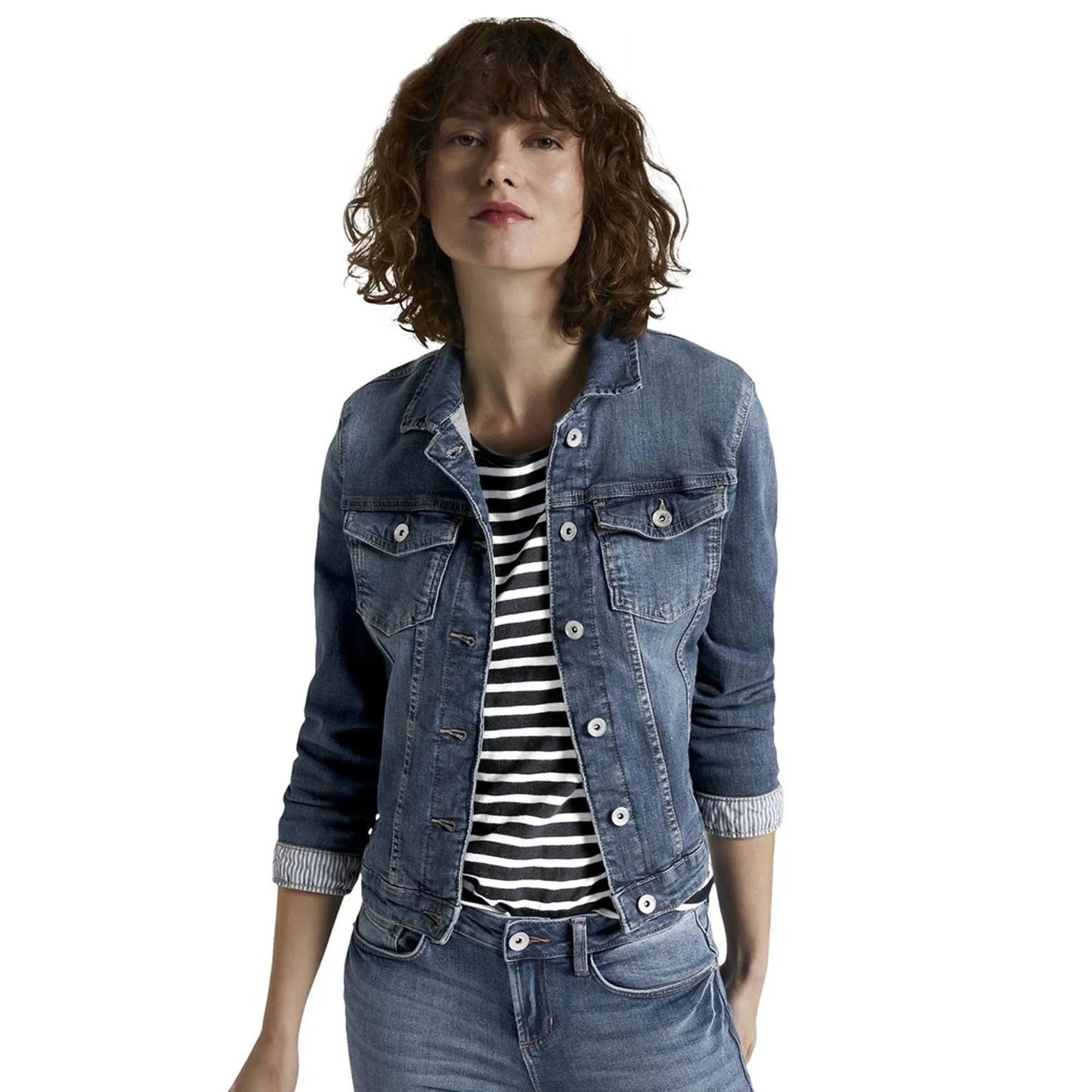 TOM.TAILOR - Women 'Dark Blue' With Front 2 Pocket Denim Jacket TT111