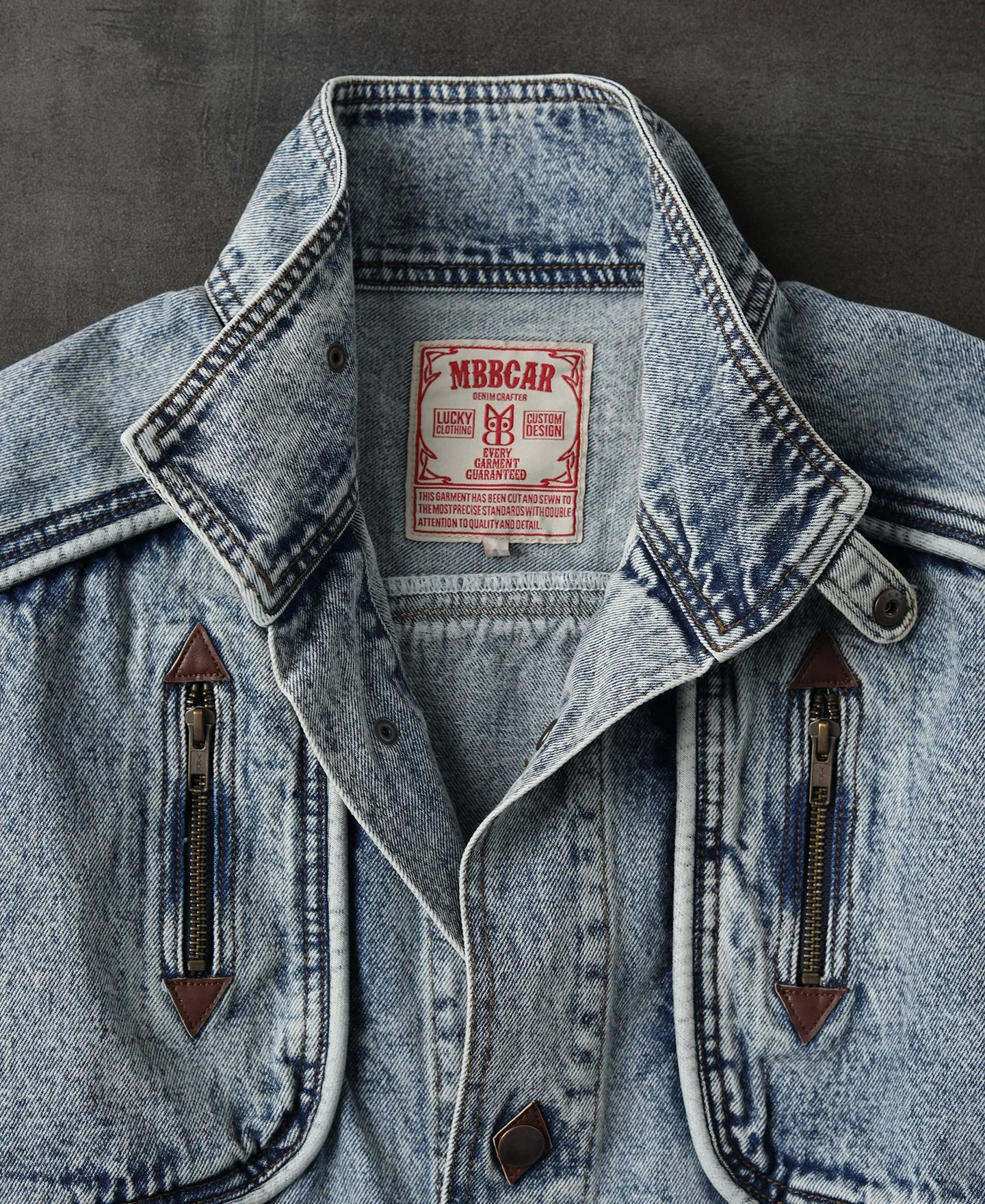 Trench Accent Snow Wash Denim Jacket