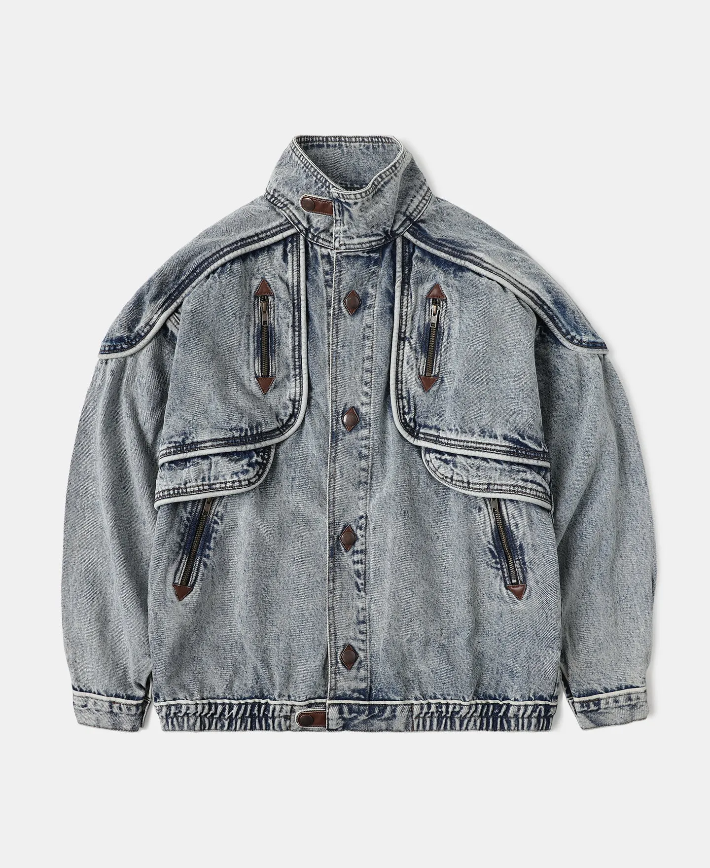 Trench Accent Snow Wash Denim Jacket