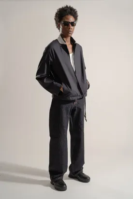 Tropical Wool Zip-up Blouson in Charcoal