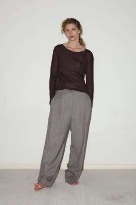 Twin Button Pant - Pinstripe Bark