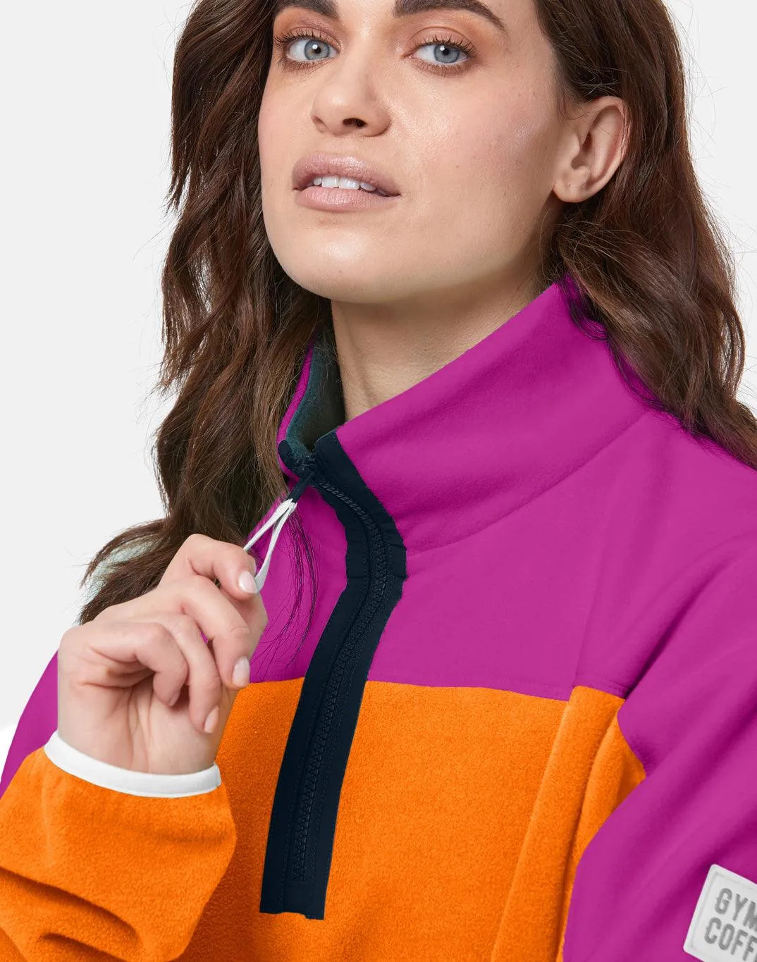 Unisex Half Zip Polar Fleece in Very Berry