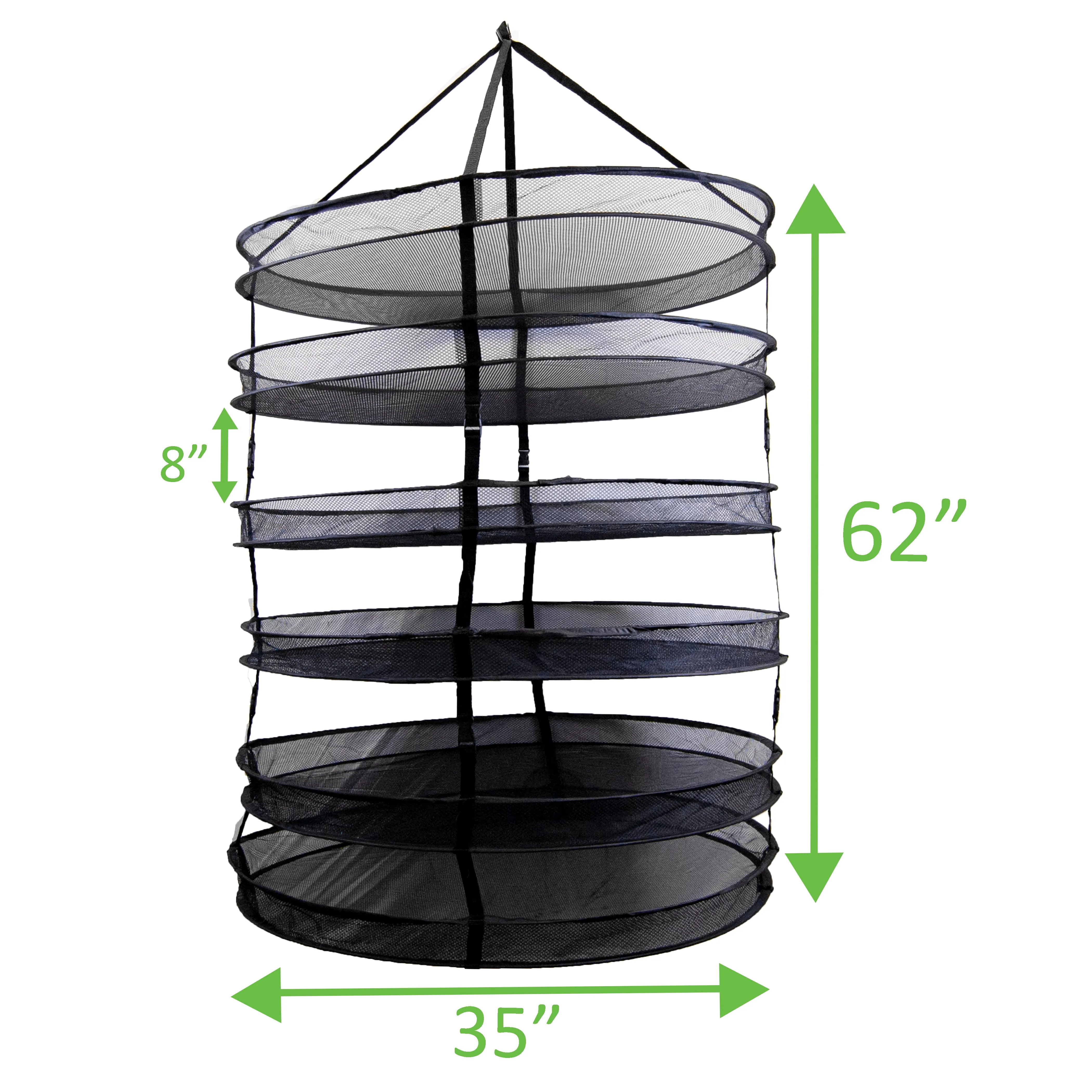 Viagrow 4FT. x 4FT. Net Hanging Herb Drying Rack, 6 Layer, Black