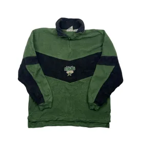 Vintage 90s Green   Black Dallas Stars NHL Spell-Out Quarter Zip Fleece - Large