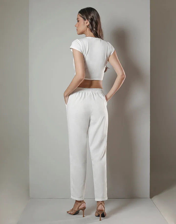 White Tie Waist Linen Pant