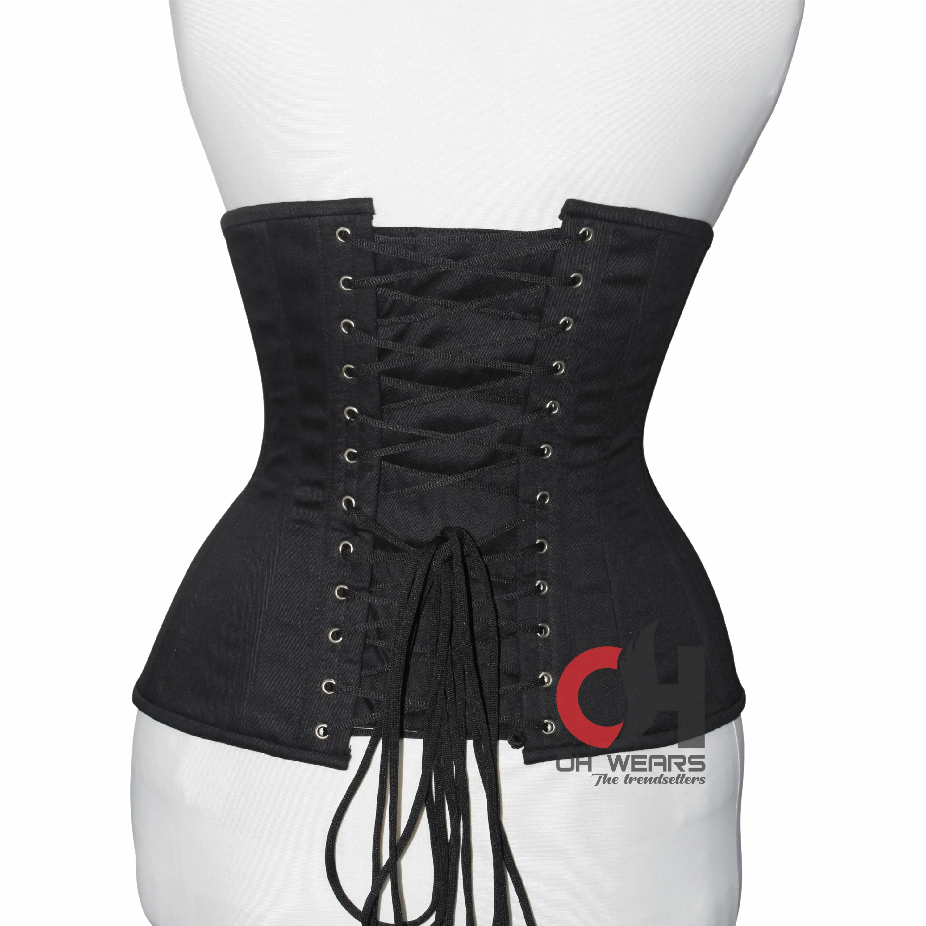 Women Underbust Cotton Corset Double Steel Boned