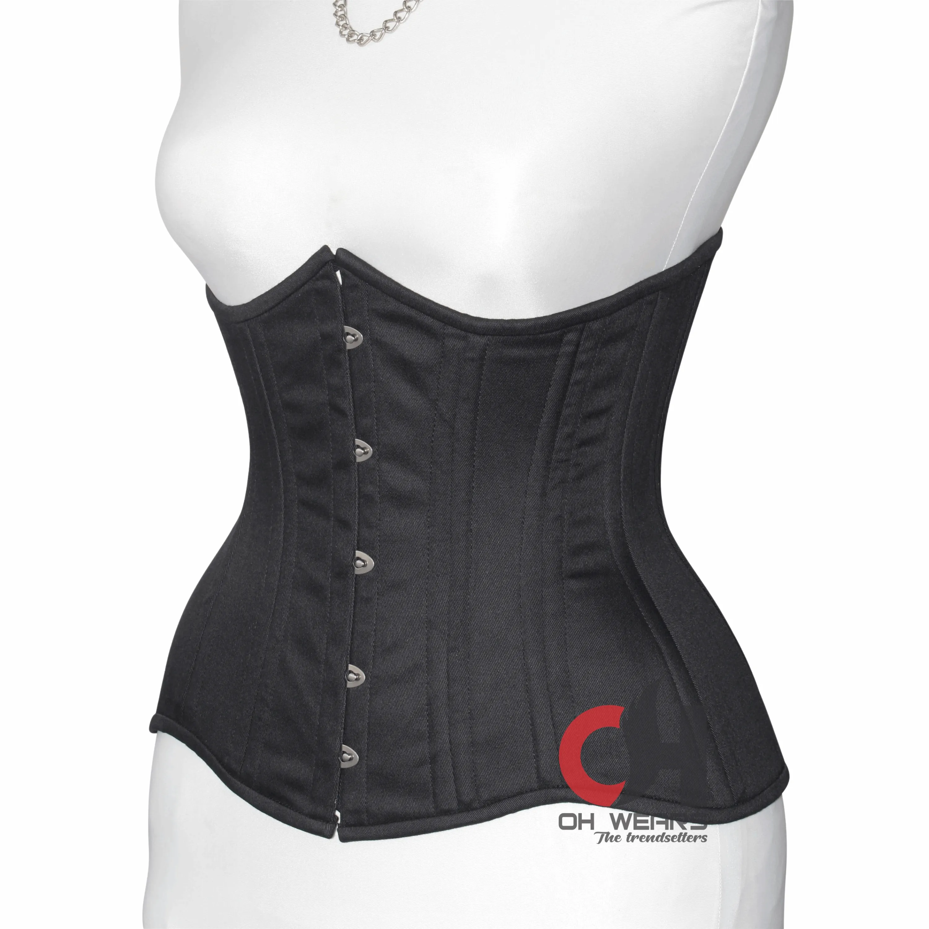 Women Underbust Cotton Corset Double Steel Boned