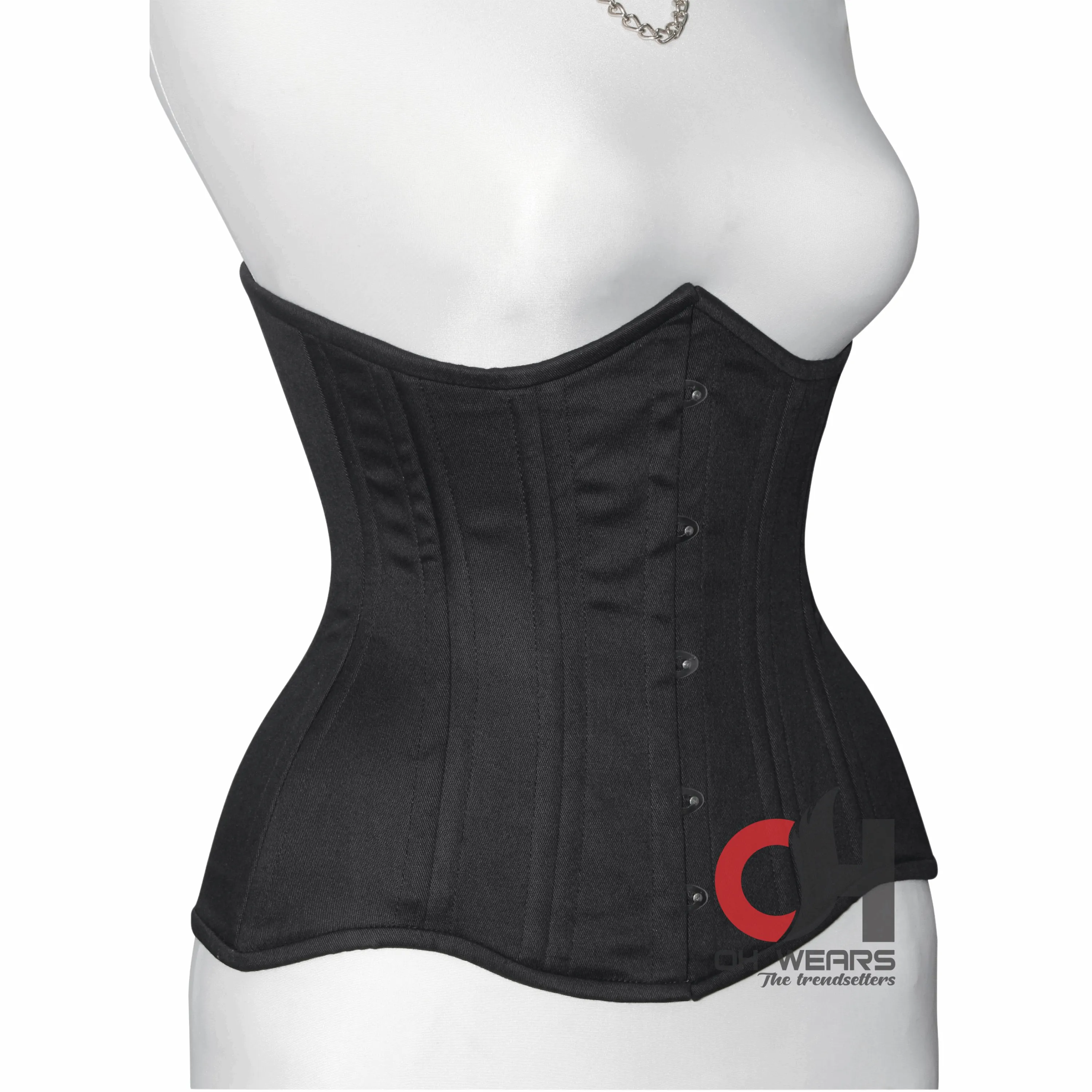 Women Underbust Cotton Corset Double Steel Boned