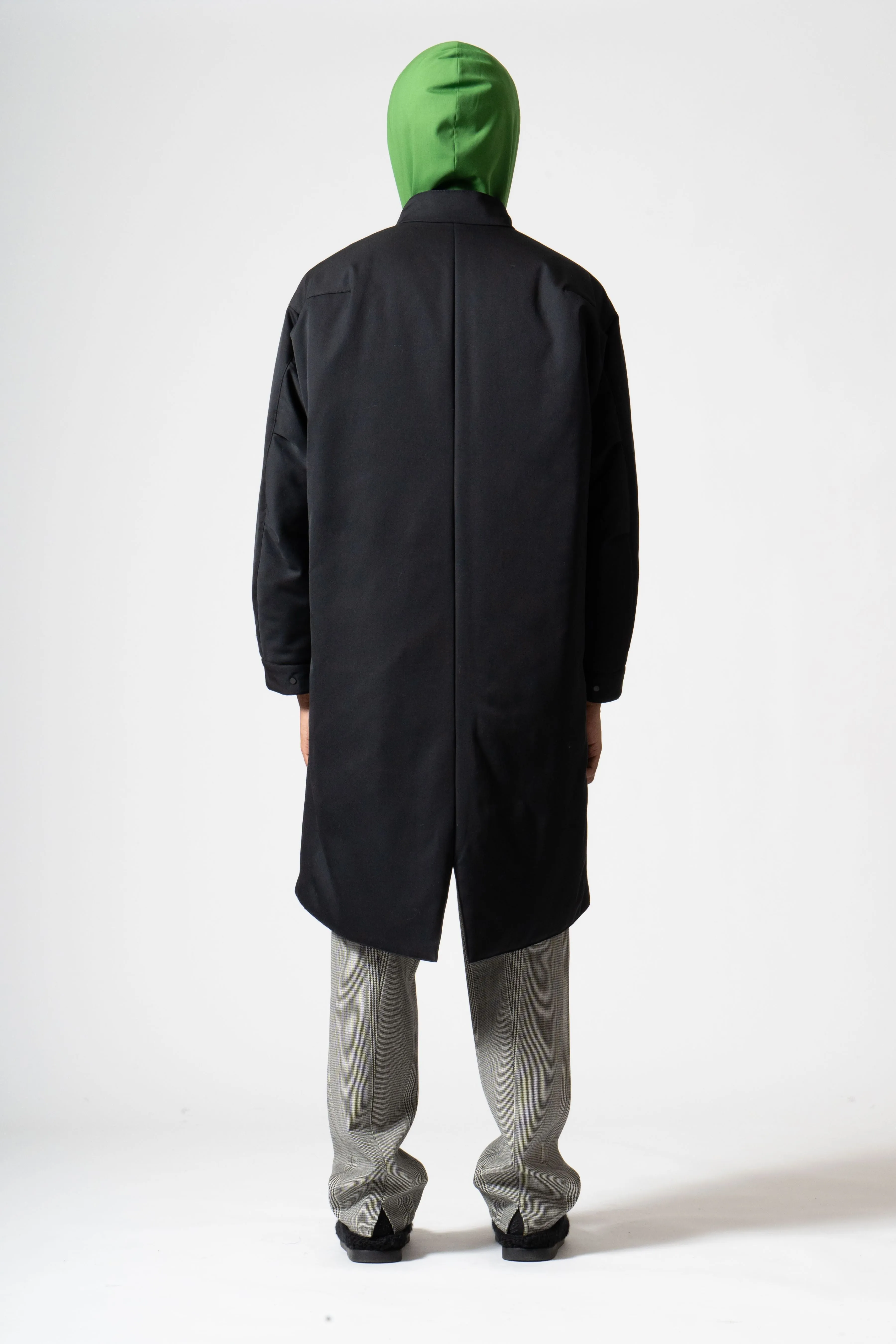 Wool Gabardine Mods Coat with Batting in Black