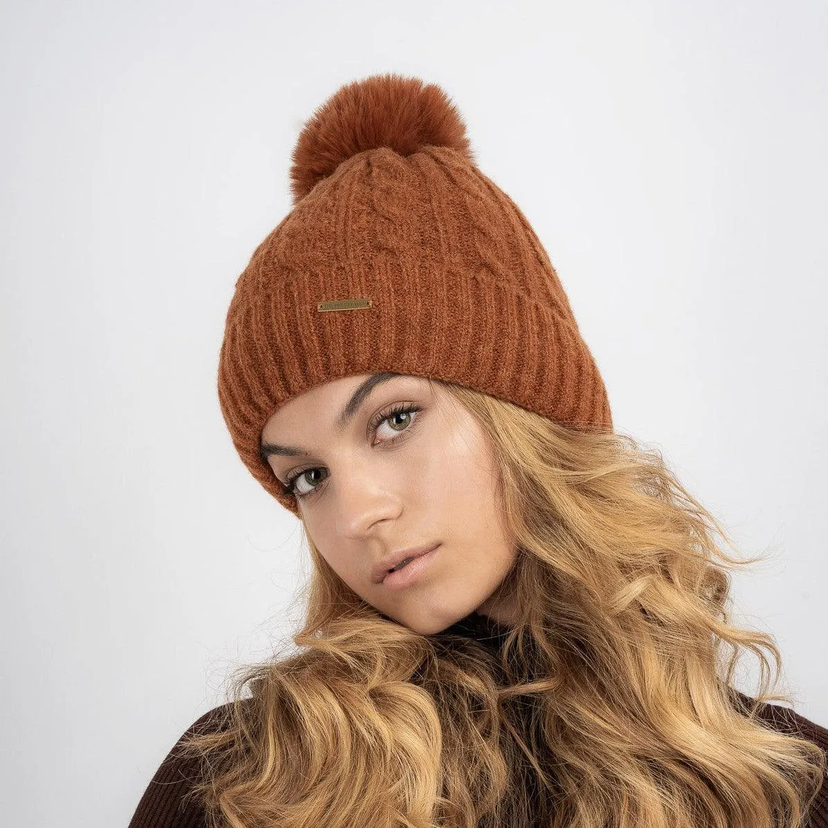 Zoe Fleece Lined Beanie - Rust